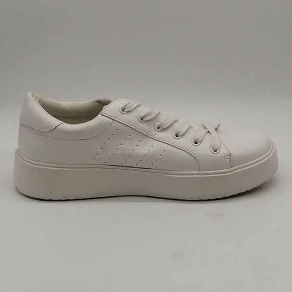 Steve Madden Womens Blade Sneakers White Faux Leather Lace‎ Up Low Top 8M - Picture 2 of 12